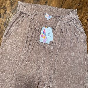 Nude paperbag wide leg pant